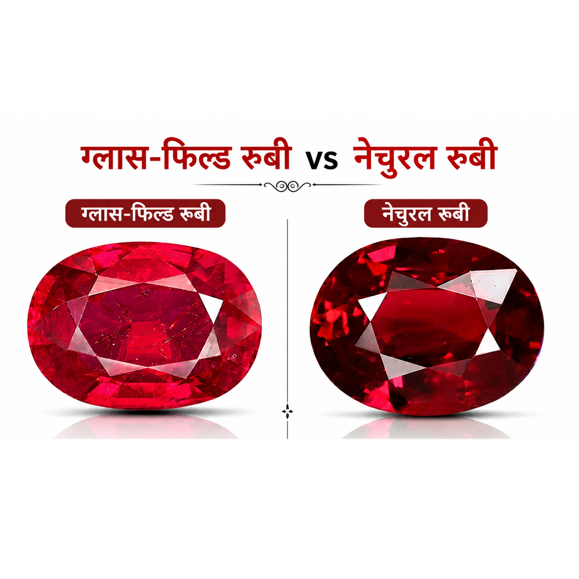 प्राकृतिक रूबी और ग्लास-फिल्ड रूबी में क्या फर्क है?