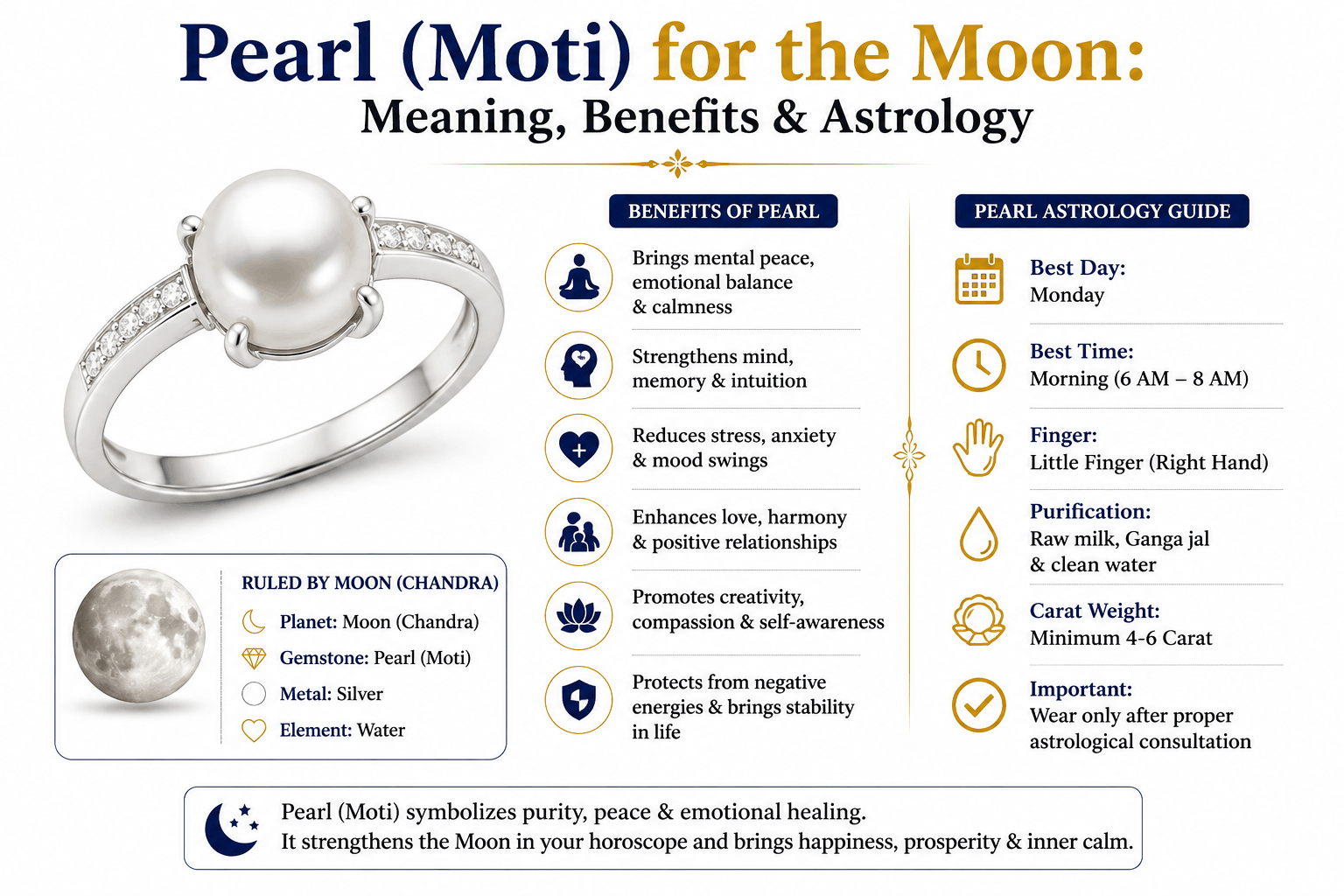 Pearl (Moti) for the Moon Meaning, Benefits & Astrology