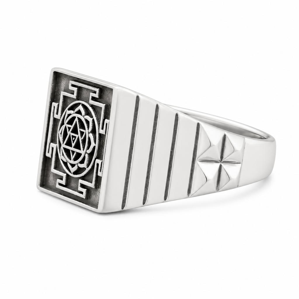 Sterling Silver Lord Shiva Yantra Ring for Men