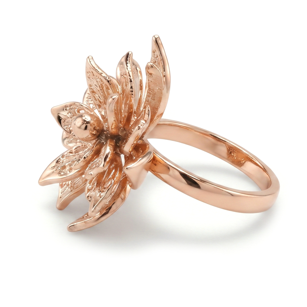 Surya Chakra Lotus Copper Band Rings