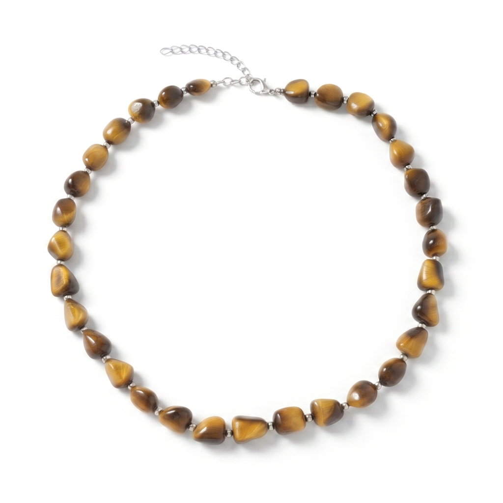 Natural Tiger Eye Tumbled Beaded Necklace & Bracelet Set
