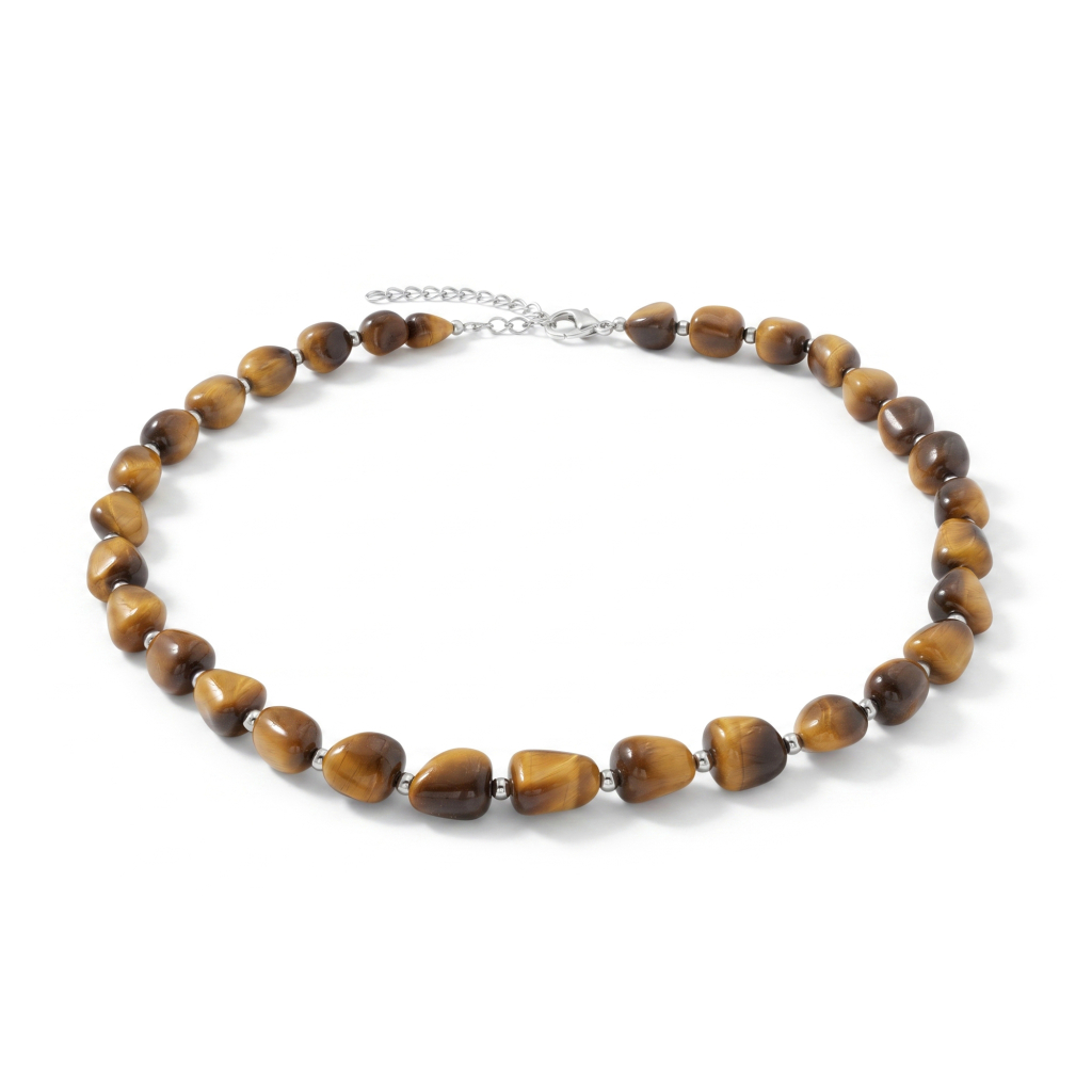 Natural Tiger Eye Tumbled Beaded Necklace & Bracelet Set