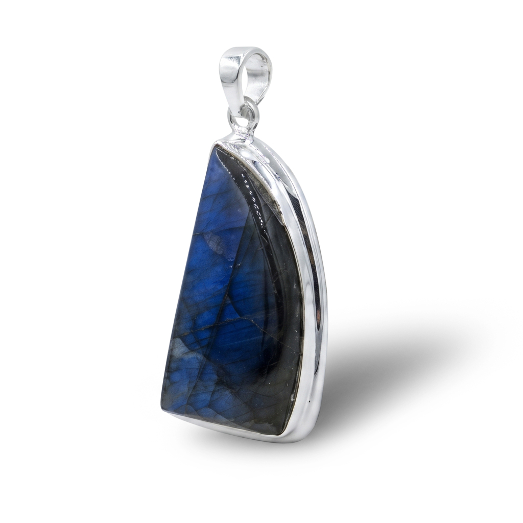 Blue Flash Labradorite Energy Sterling Silver Pendant