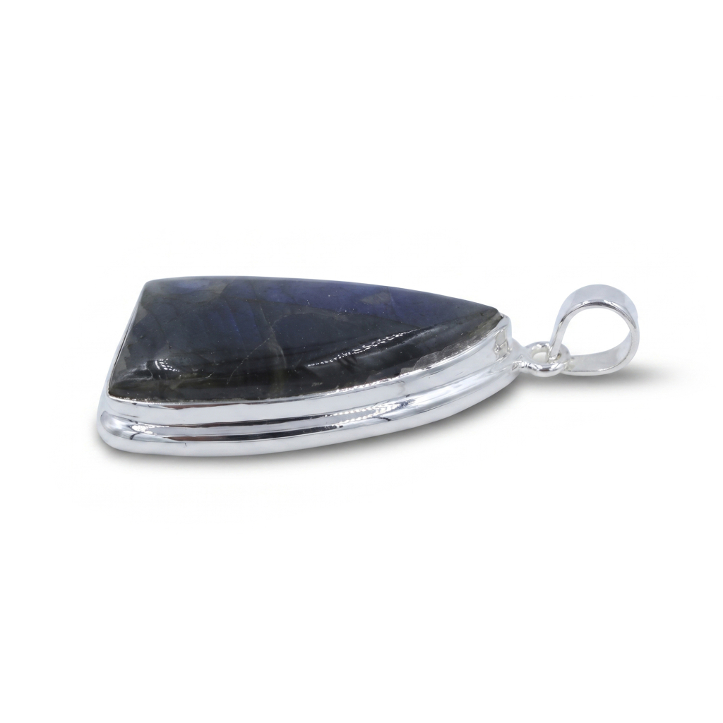 Blue Flash Labradorite Energy Sterling Silver Pendant