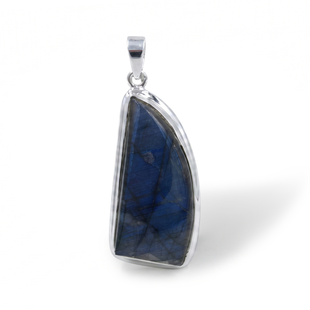 Blue Flash Labradorite Energy Sterling Silver Pendant