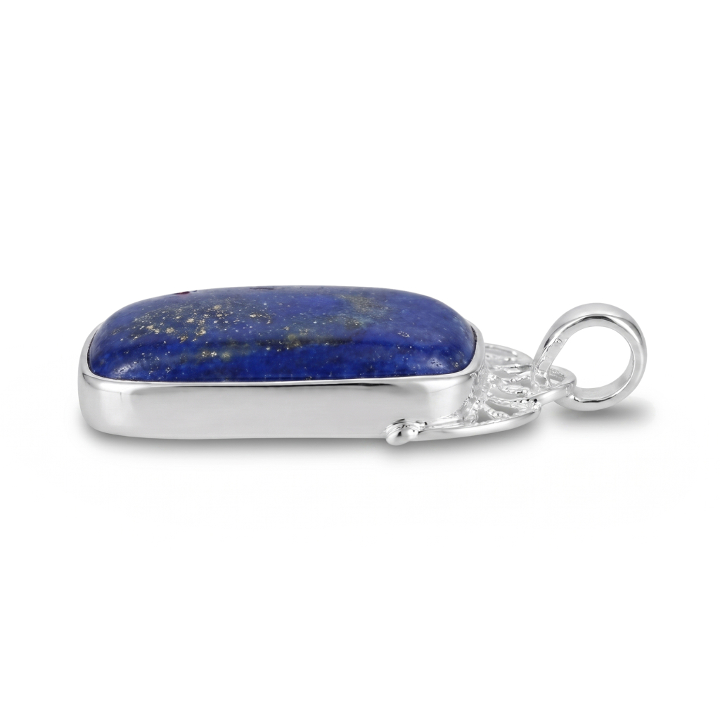 Natural Lapis Lazuli Throat Chakra Sterling Silver Pendant