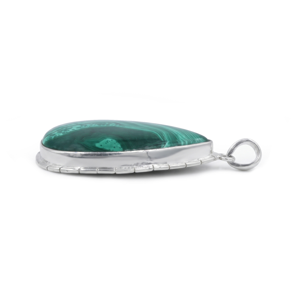 Malachite Spiritual Protection Sterling Silver Pendant