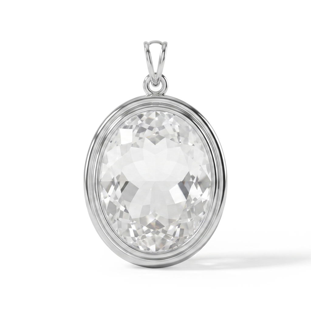 Natural Clear Quartz Spiritual Energy Sterling Silver Pendant