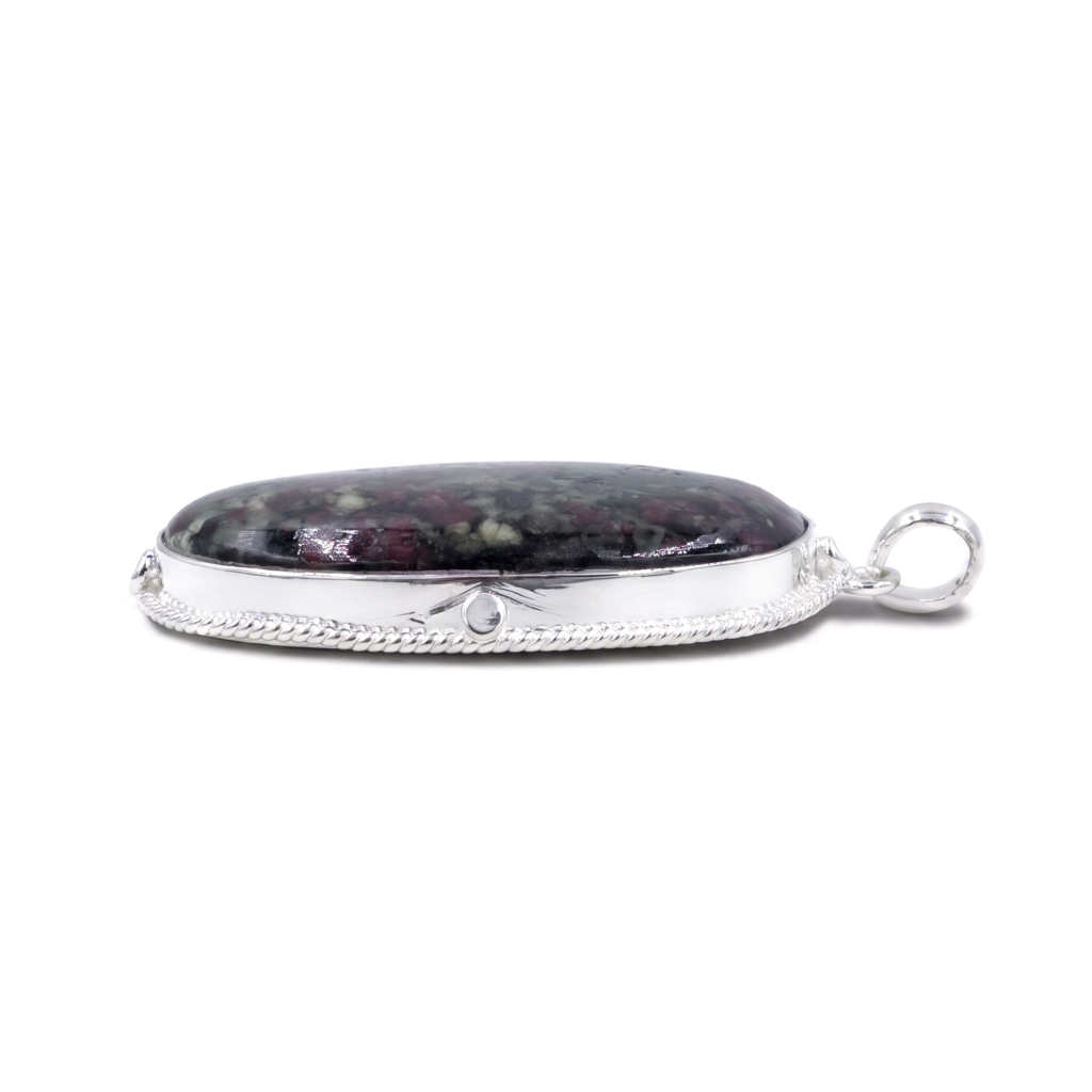 Natural Edulite Jasper Heart Chakra Silver Pendant