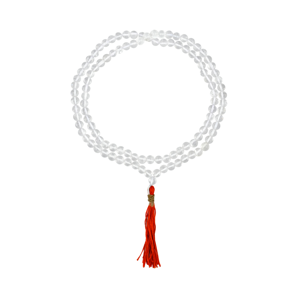 Natural Clear Quartz Crystal 108 Beads Japa Mala for Meditation